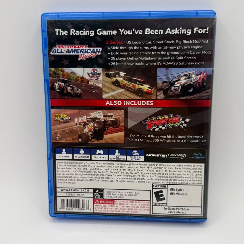 GameMill Tony Stewart All-American Racing PS4 N/A Blue Excellent 2-Game Bundle